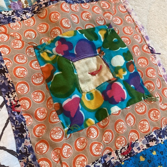 Handmade Vintage Square Tie Quilt 53 x 35 Inches - Picture 15 of 15